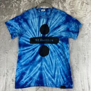Ed Sheeran Divide Tour T-Shirt Women Small Blue Tie Dye Graphic Tee (1478)